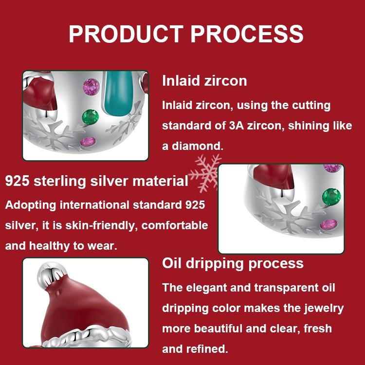 925 Sterling Silver Snowman Bracelet Beads