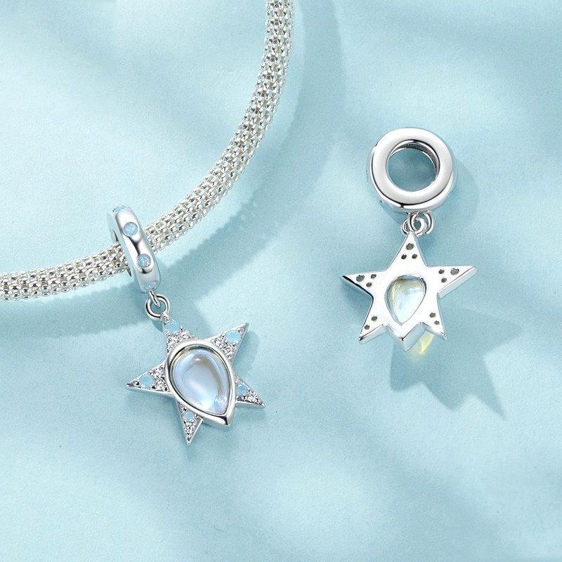 925 Sterling Silver Blue Star Beaded Bracelet