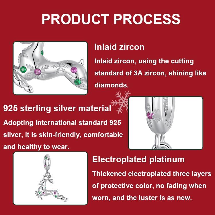 925 Sterling Silver Christmas Elk Pendant Beads