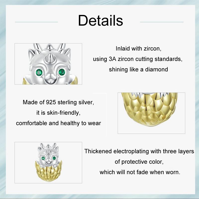 925 Sterling Silver Gold Plated Dragon Egg Beads