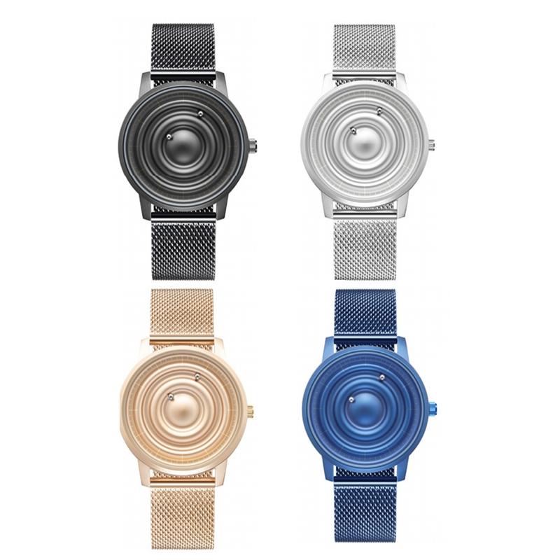 Stainless Steel Men Quartz Watch with Magnetic Strap - 40mm - Black