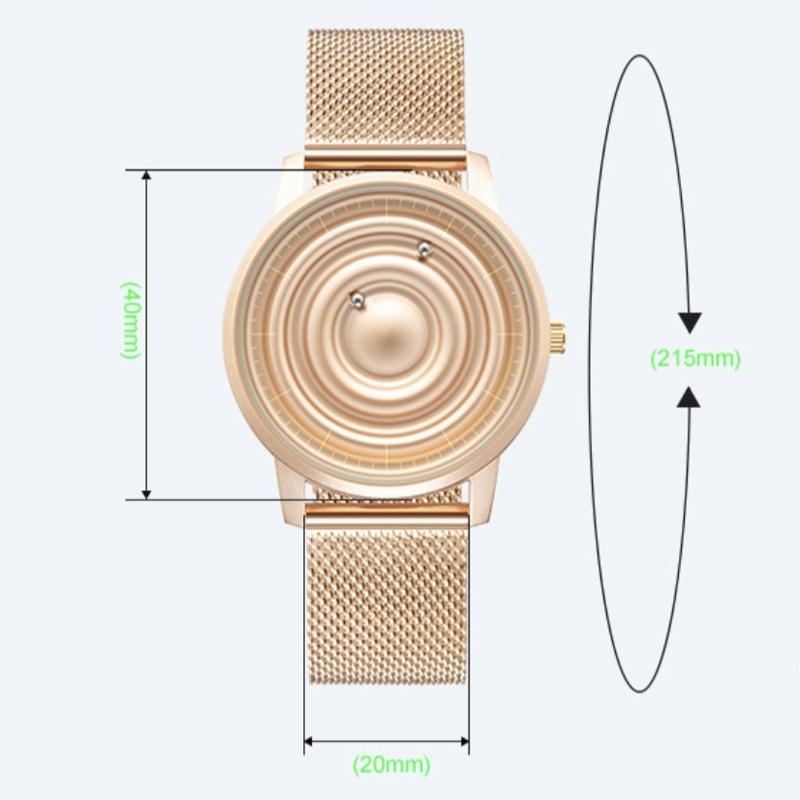 Stainless Steel Men Quartz Watch with Magnetic Strap - 40mm - Black