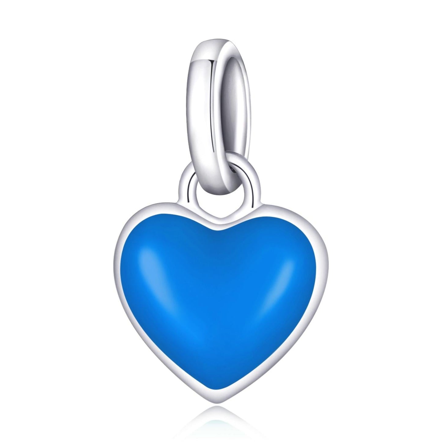 925 Sterling Silver Heart Pendant For Diy Bracelets & Necklaces - Blue