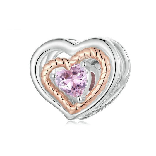 925 Sterling Silver Rose Gold Heart Hollow Diy Beads