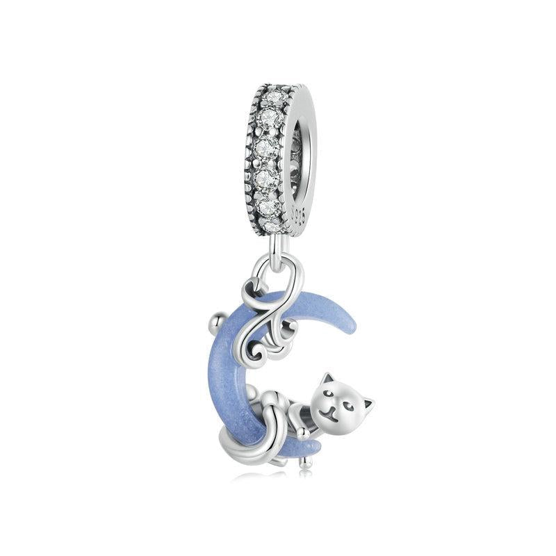 925 Sterling Silver Luminous Moon Cat Pendant