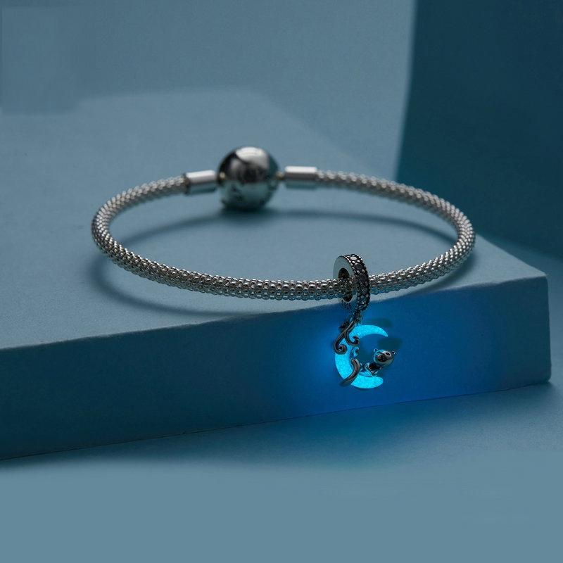 925 Sterling Silver Luminous Moon Cat Pendant