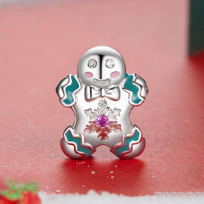 925 Sterling Silver Gingerbread Man Bracelet Charm