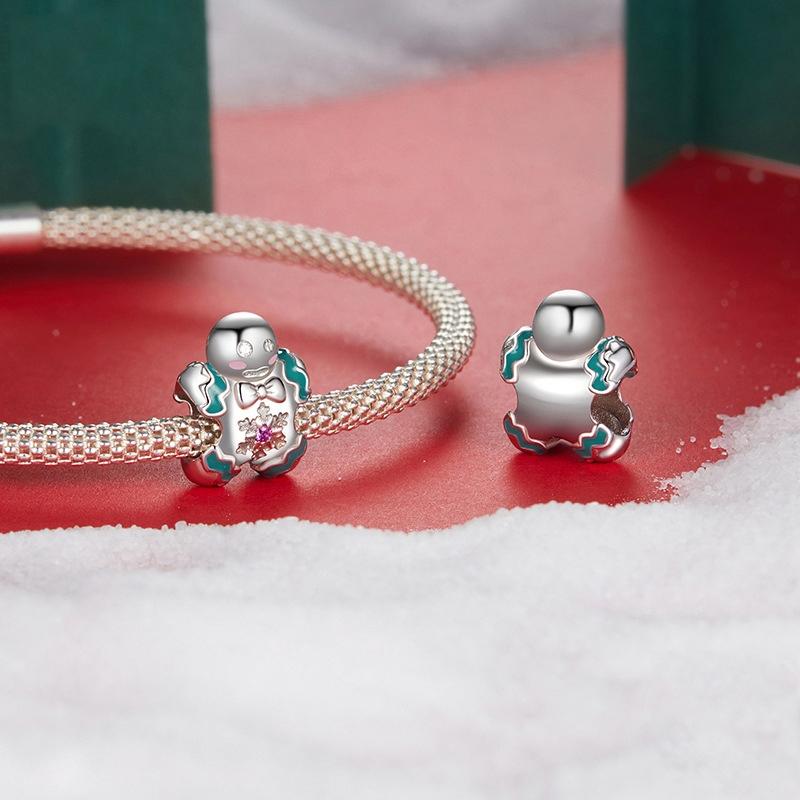 925 Sterling Silver Gingerbread Man Bracelet Charm
