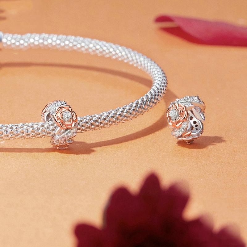 925 Sterling Silver Diy Beaded Rose Bracelet
