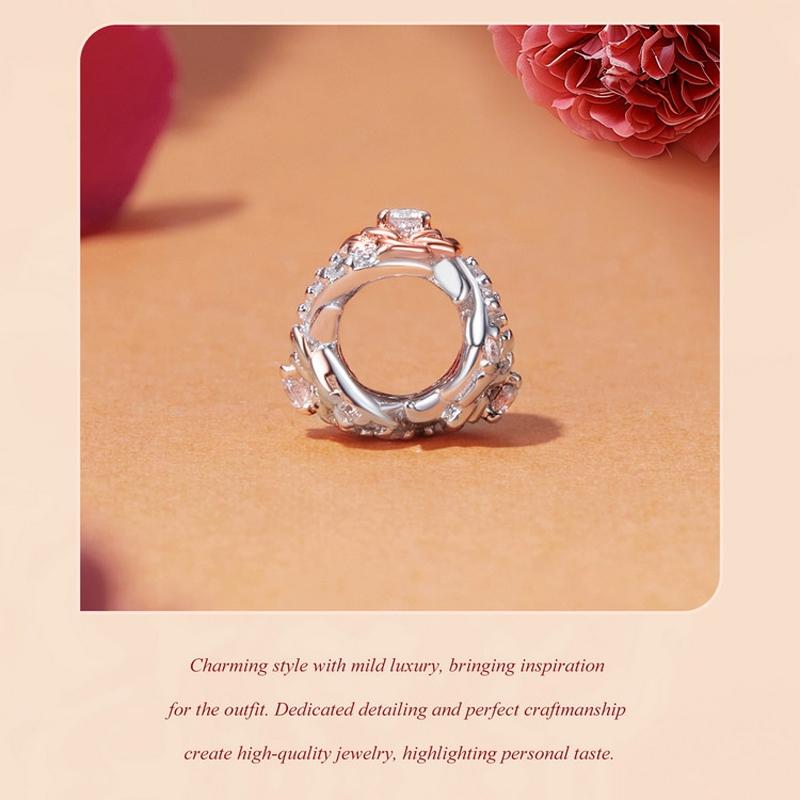 925 Sterling Silver Diy Beaded Rose Bracelet