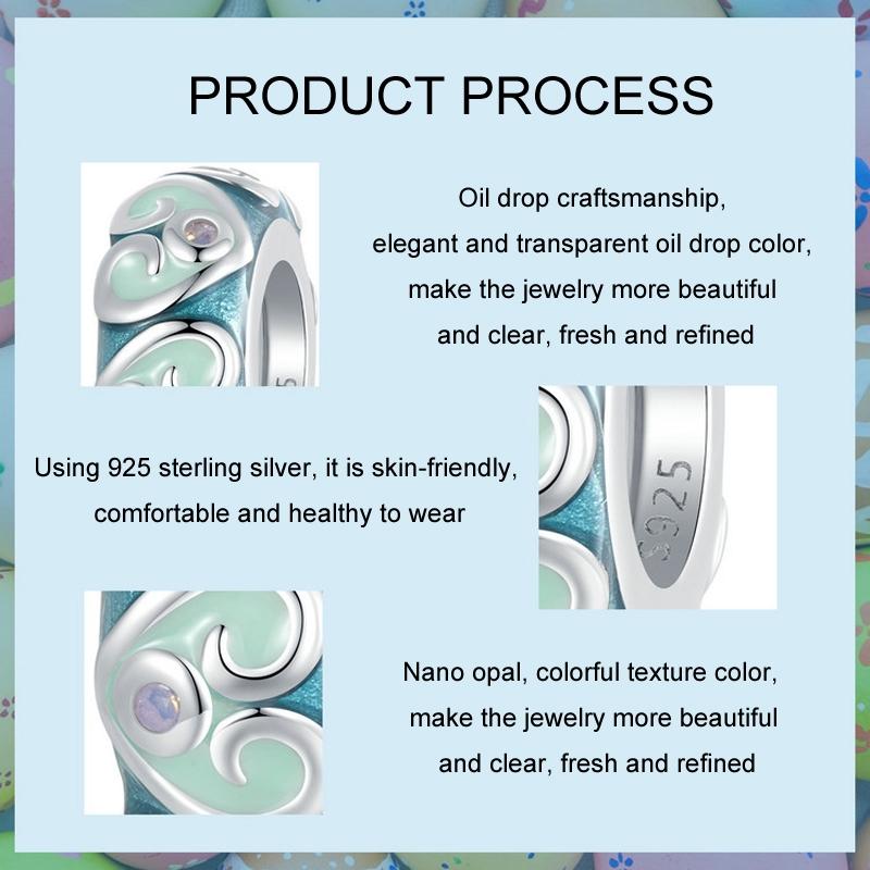 925 Sterling Silver Colorful Retro Silicone Diy Beads