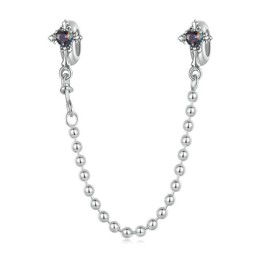 925 Sterling Silver Cross Safety Chain Bracelet