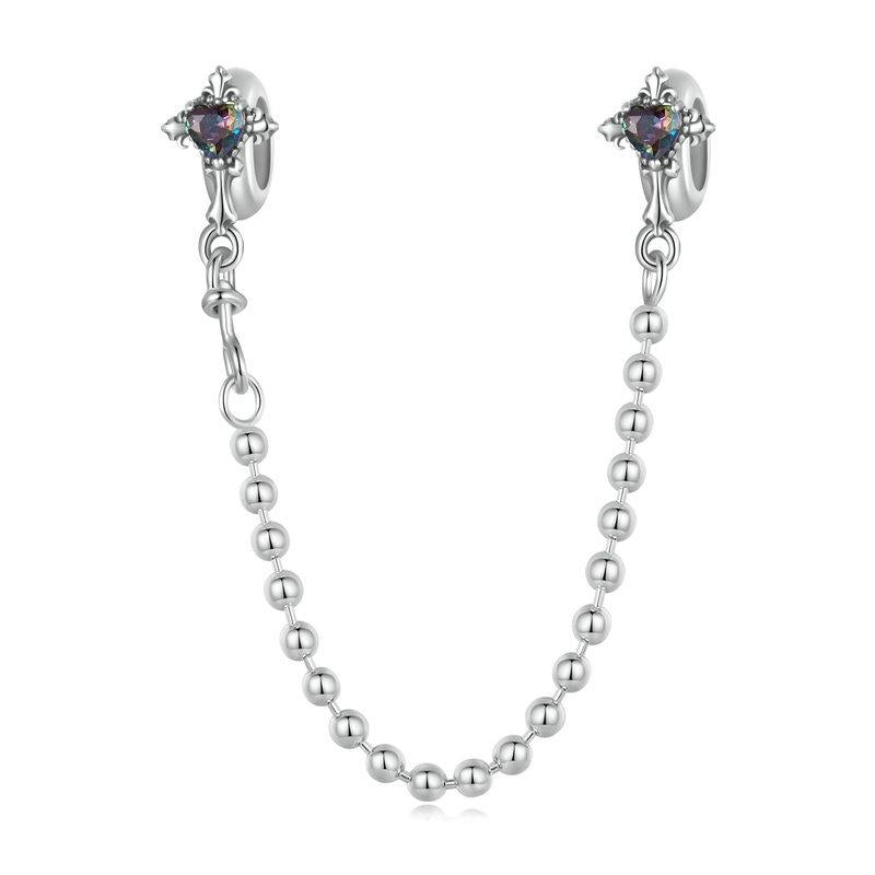 925 Sterling Silver Cross Safety Chain Bracelet