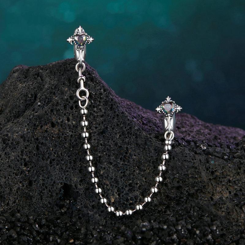 925 Sterling Silver Cross Safety Chain Bracelet