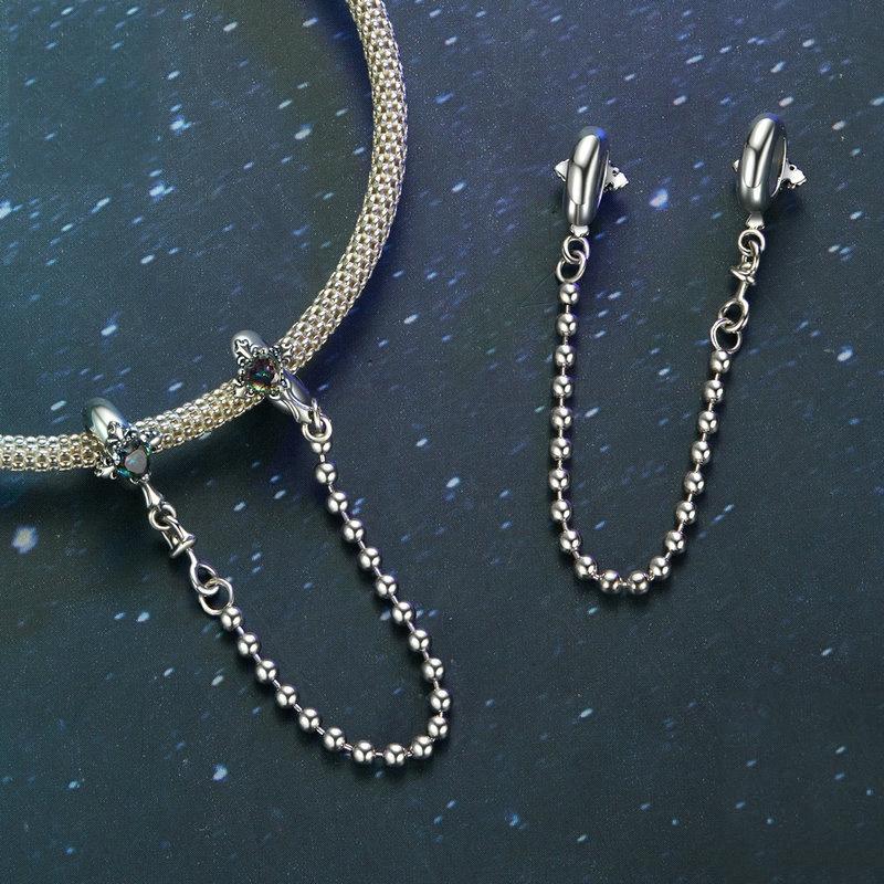 925 Sterling Silver Cross Safety Chain Bracelet