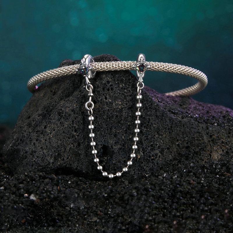 925 Sterling Silver Cross Safety Chain Bracelet