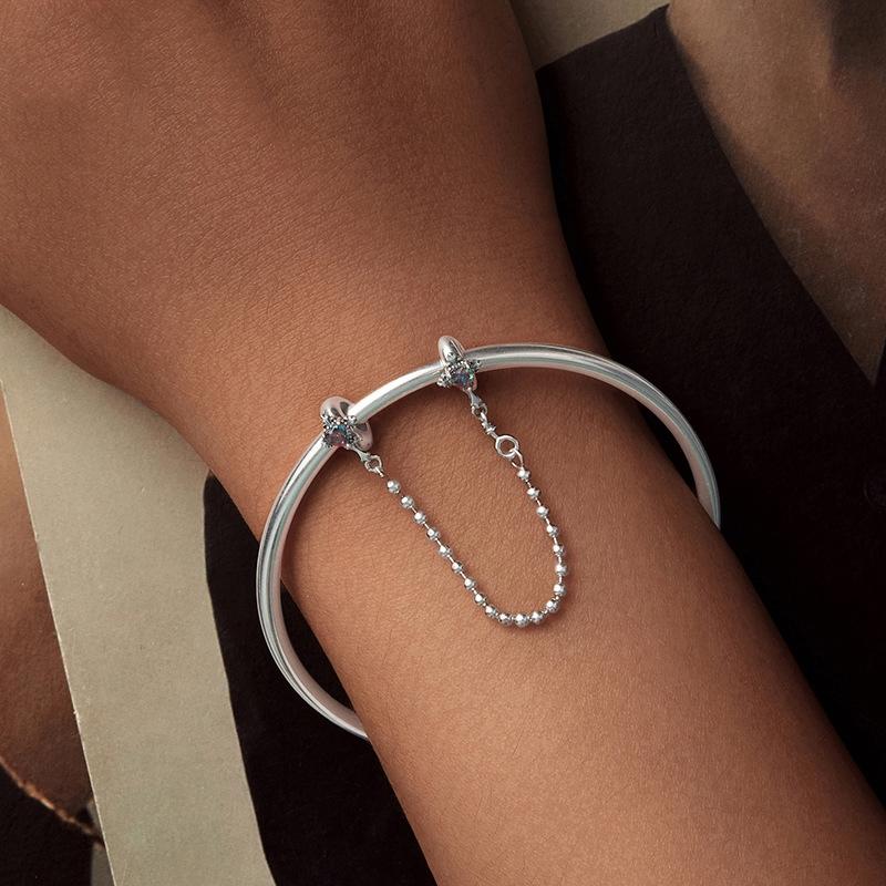 925 Sterling Silver Cross Safety Chain Bracelet