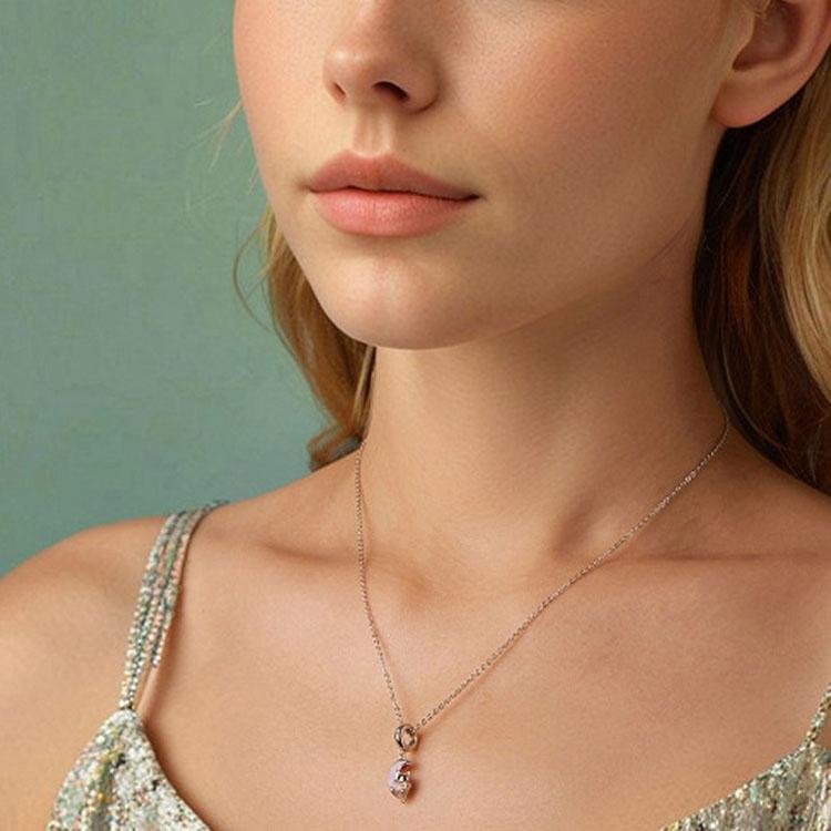 925 Sterling Silver Fantasy Moon Cat Pendant Plated