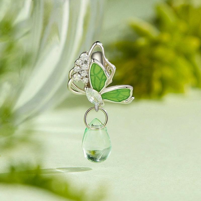 925 Sterling Silver Platinum Plated Butterfly Water Drop Diy Beads