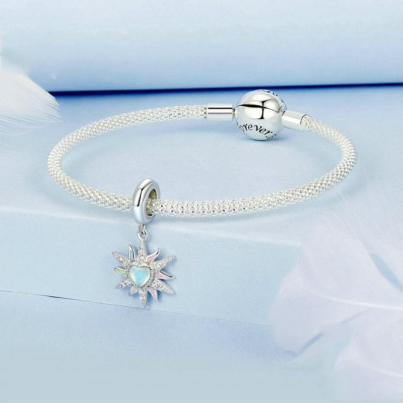 925 Sterling Silver Colorful Sunshine Sun Pendant Beads