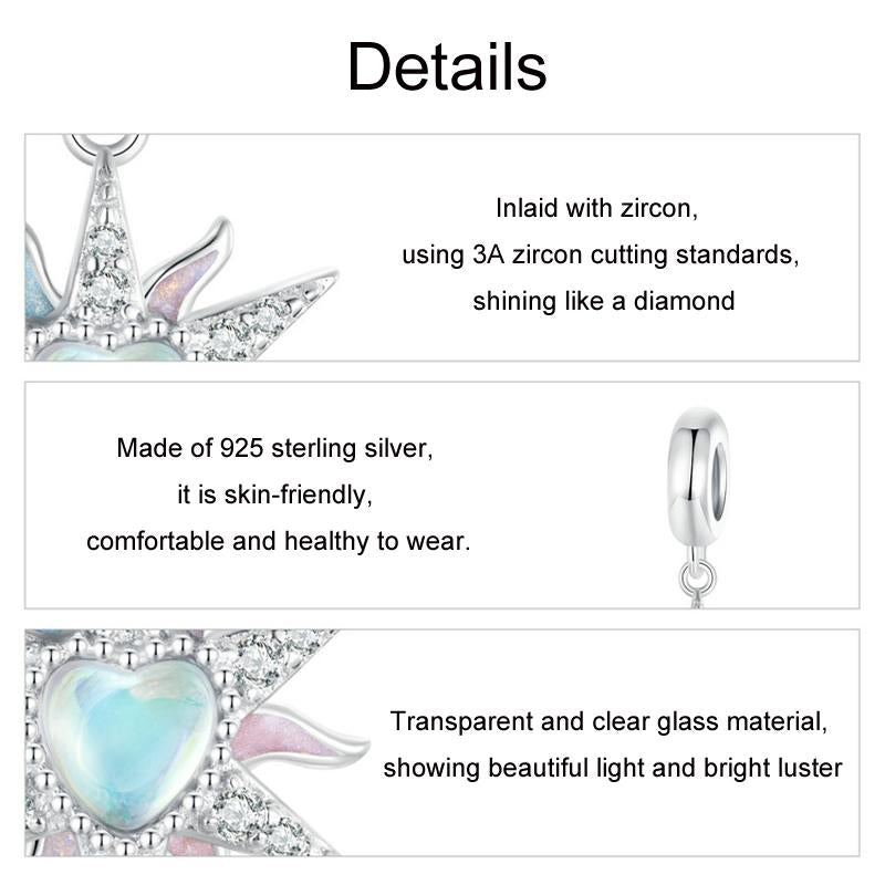 925 Sterling Silver Colorful Sunshine Sun Pendant Beads