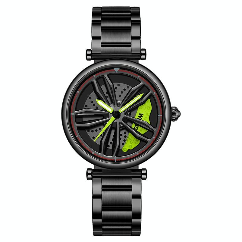 Stylish Steel Band Quartz Watch for Couples - Black