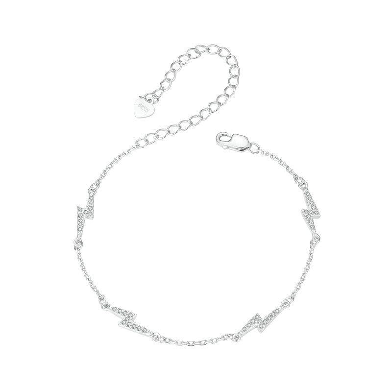 925 Sterling Silver Platinum Plated Lightning Bracelet In
