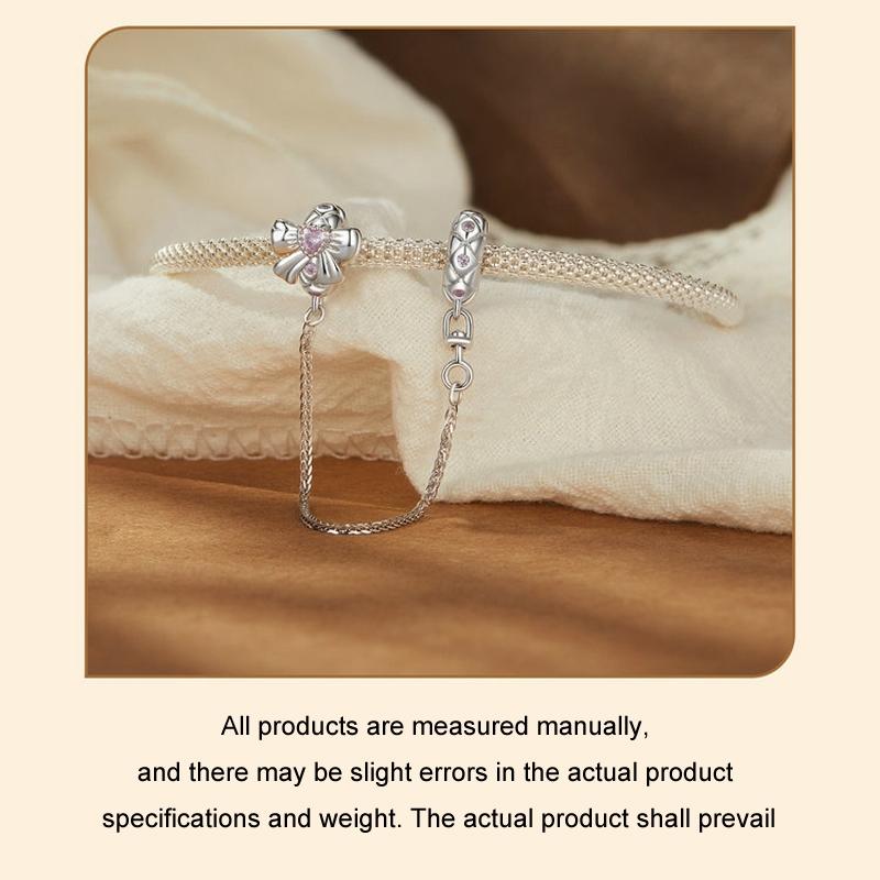 925 Sterling Silver Romantic Bow Safety Chain For Diy Beaded Accessories