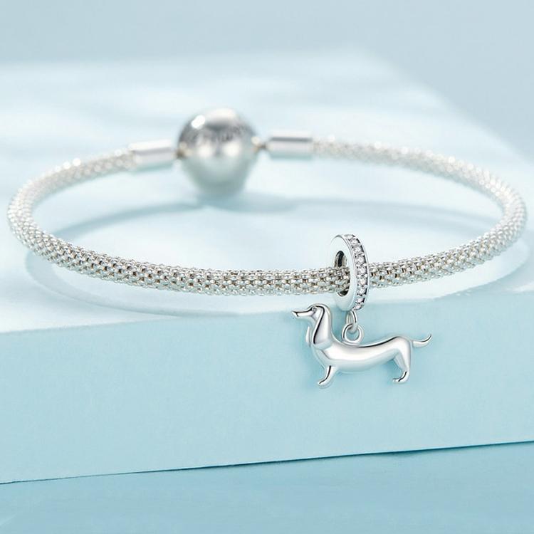 925 Sterling Silver Dainty Dachshund Pendant For Beaded Bracelets
