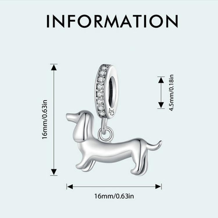 925 Sterling Silver Dainty Dachshund Pendant For Beaded Bracelets