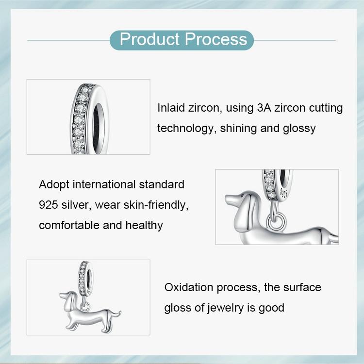 925 Sterling Silver Dainty Dachshund Pendant For Beaded Bracelets