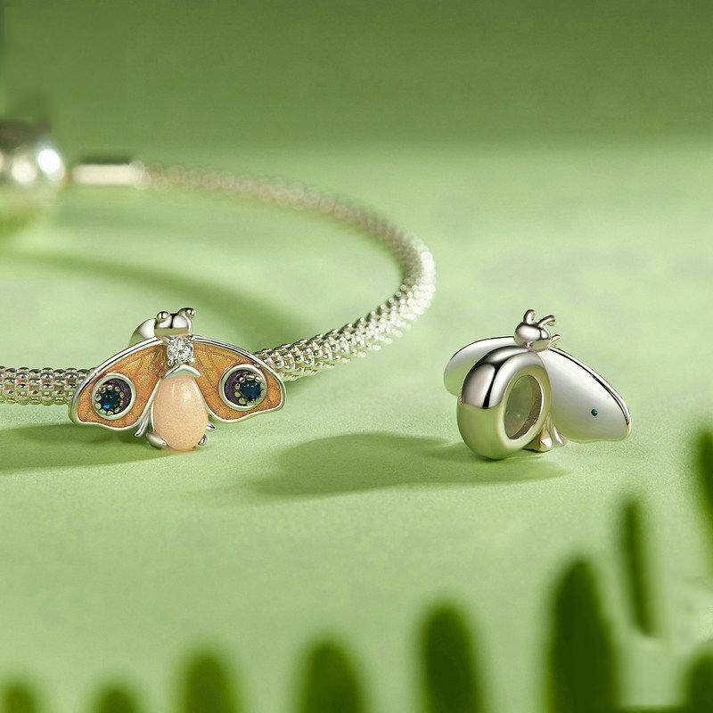 925 Sterling Silver Platinum Plated Luminous Butterfly Silicone Diy Beads