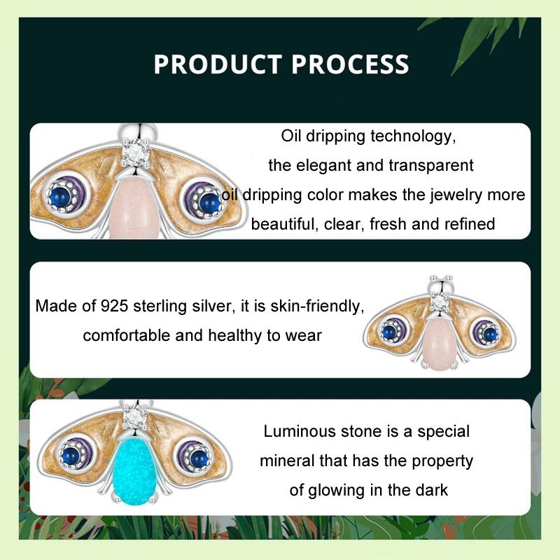 925 Sterling Silver Platinum Plated Luminous Butterfly Silicone Diy Beads