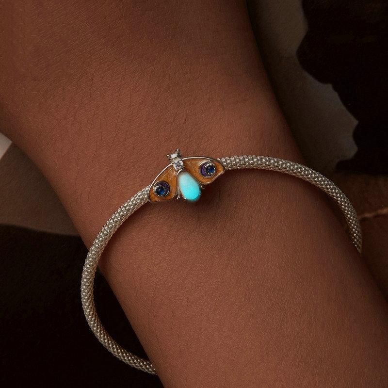 925 Sterling Silver Platinum Plated Luminous Butterfly Silicone Diy Beads