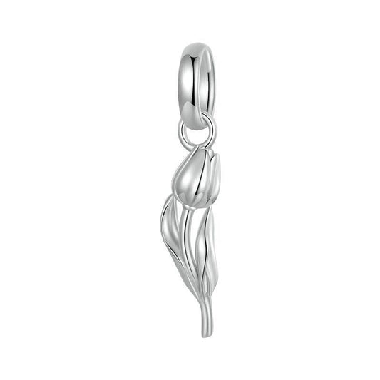 925 Sterling Silver Romantic Tulip Beaded Pendant In
