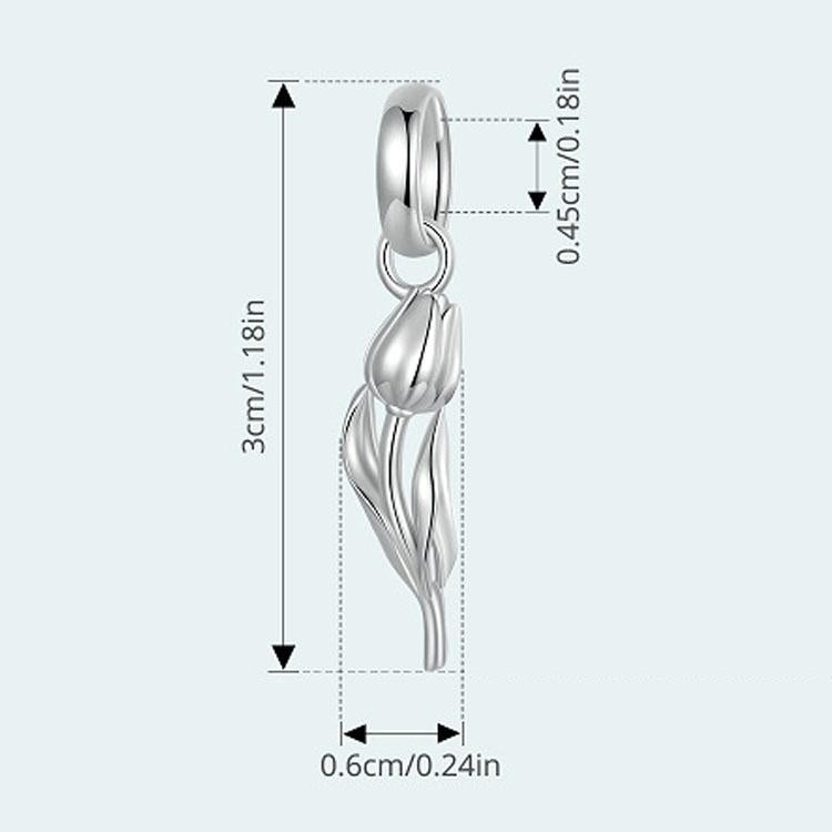 925 Sterling Silver Romantic Tulip Beaded Pendant In