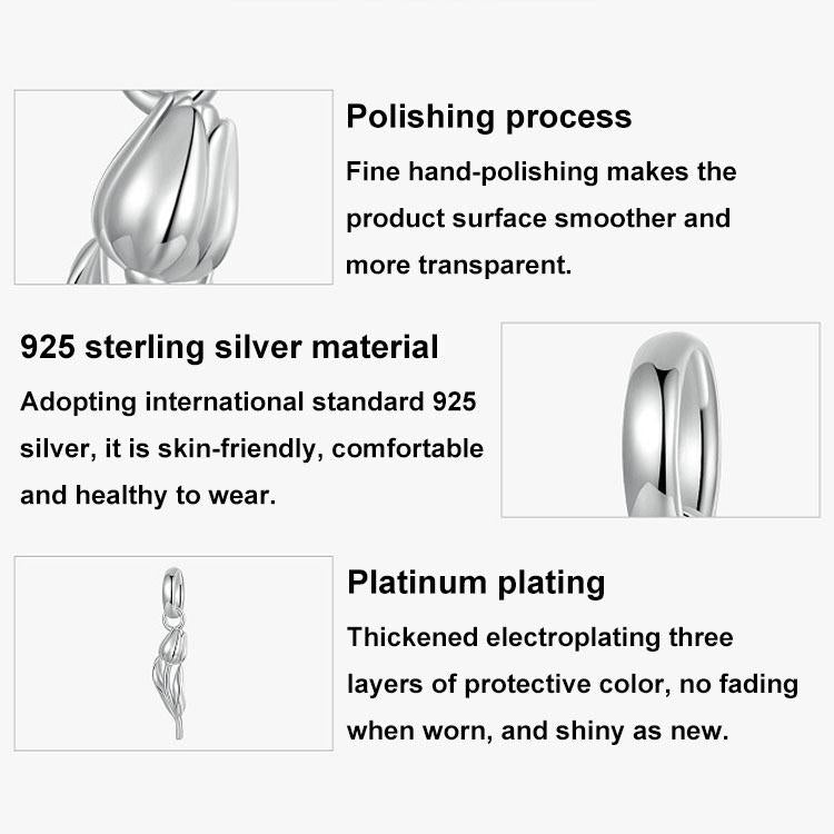 925 Sterling Silver Romantic Tulip Beaded Pendant In
