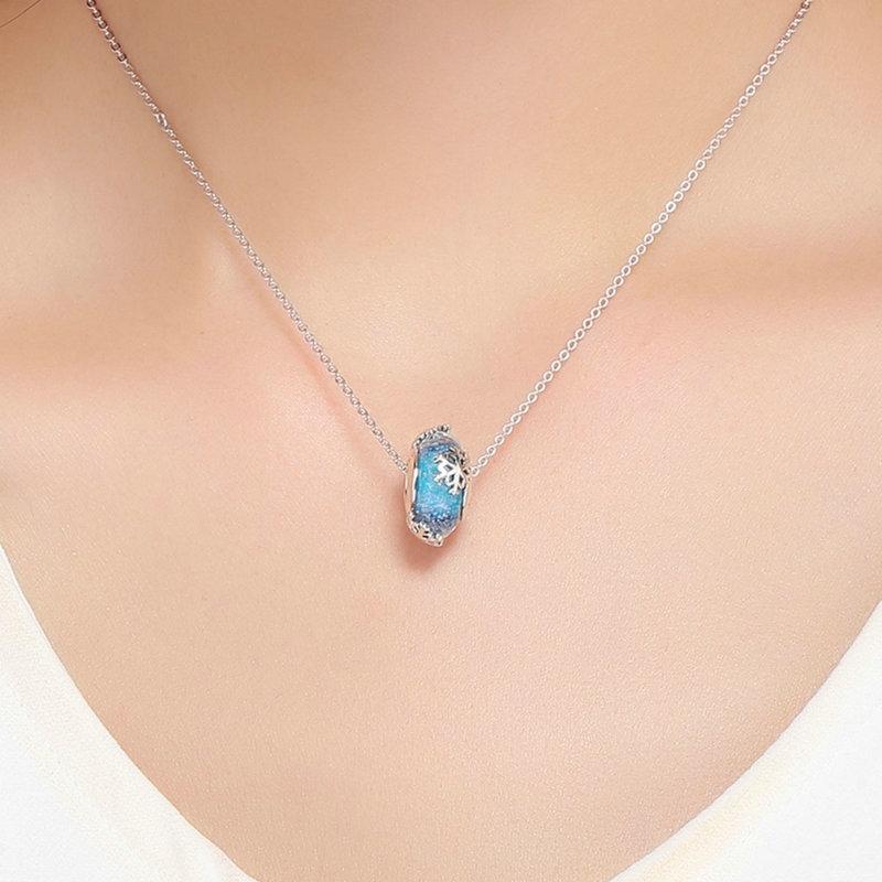 925 Sterling Silver Seasonal Glass Bead Bracelet Charms - Navy Blue