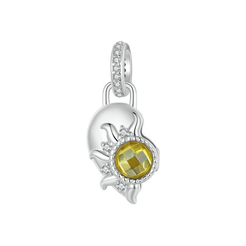 925 Sterling Silver Detachable Sun Moon Heart Pendant