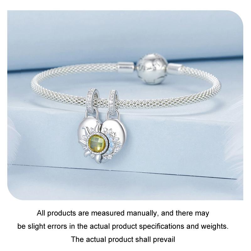 925 Sterling Silver Detachable Sun Moon Heart Pendant