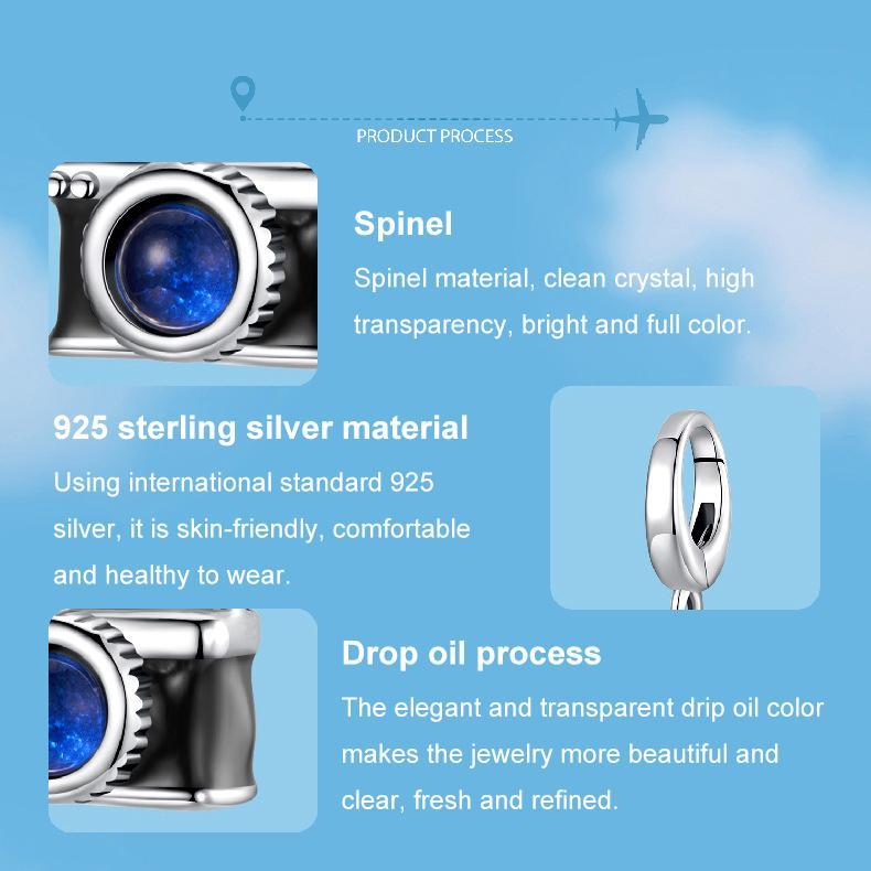 925 Sterling Silver Openable Camera Bead Bracelet