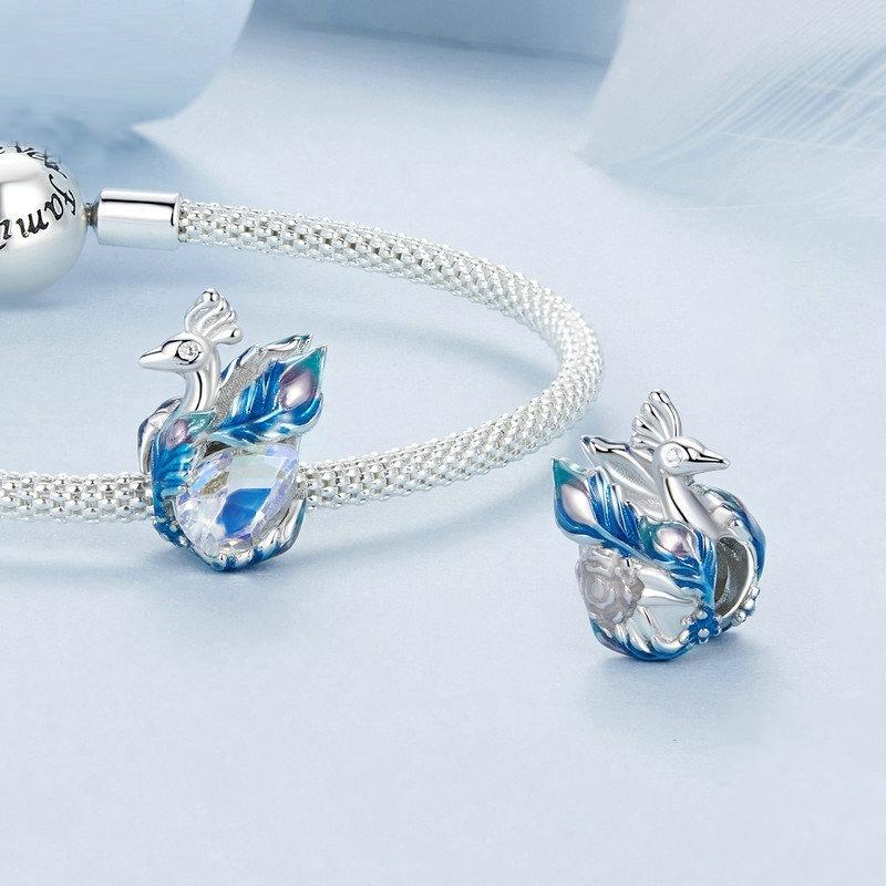 925 Sterling Silver Colorful Peacock Diy Beads