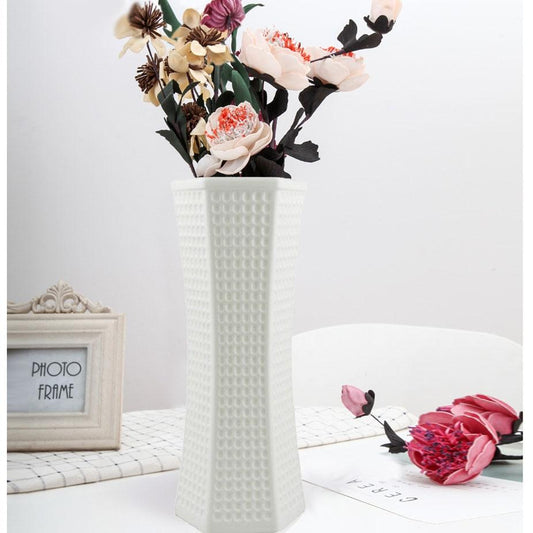 Versatile Plastic Vase for Creative Wet and Dry Flower Arrangements - Milk White