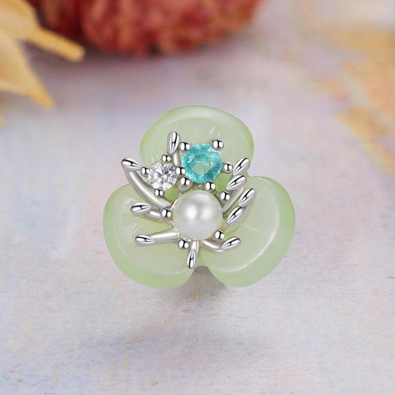 925 Sterling Silver Flower Pearl Silicone Spacer Beads For Jewelry