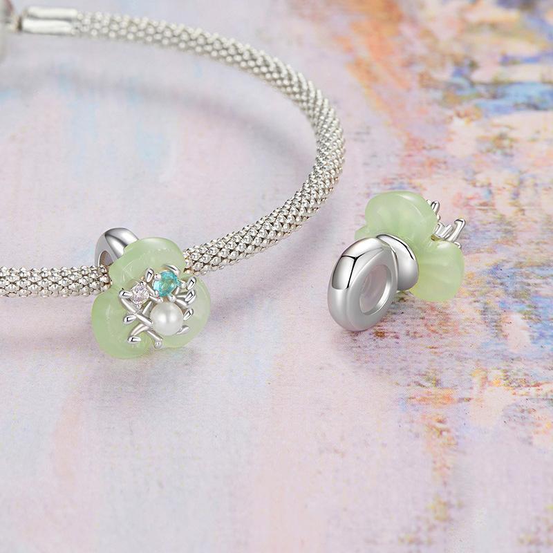 925 Sterling Silver Flower Pearl Silicone Spacer Beads For Jewelry