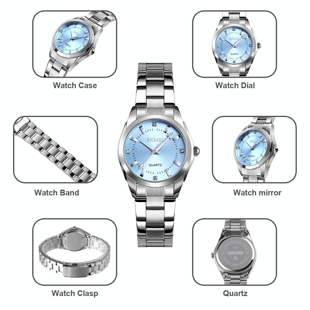 Waterproof Quartz Women Watch with Rhinestone Steel Strap - Delicate and Creative - Gold