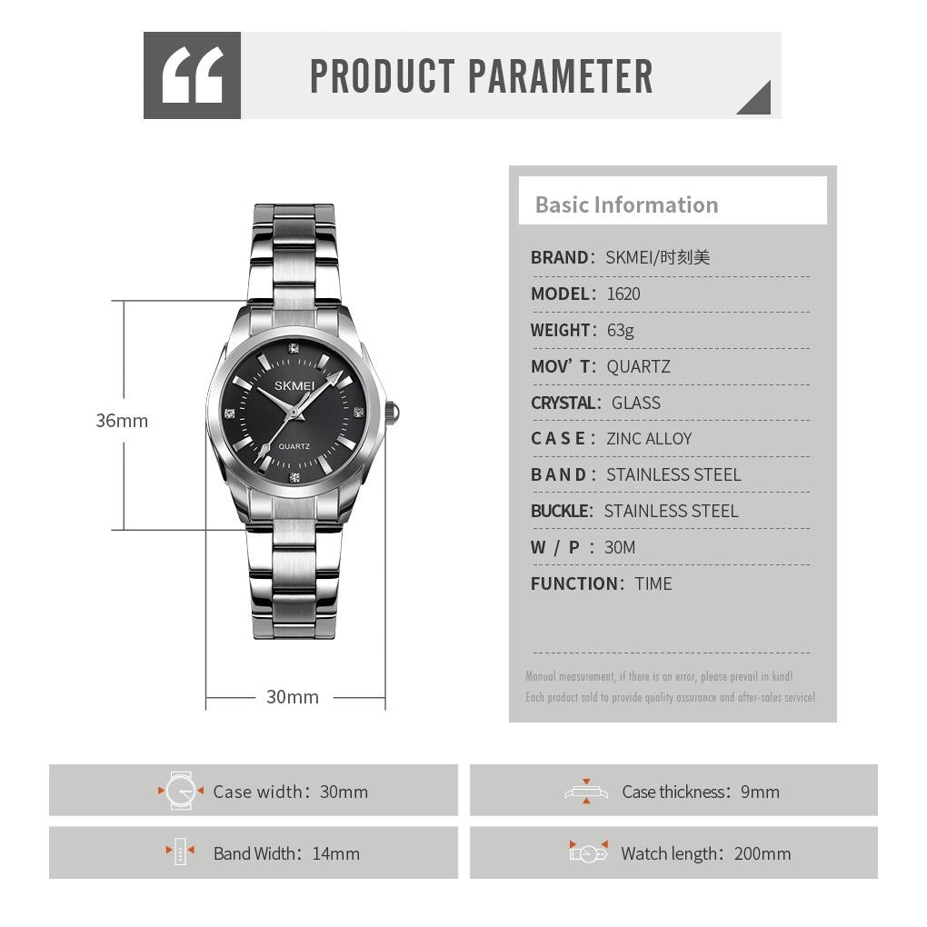 Waterproof Quartz Women Watch with Rhinestone Steel Strap - Delicate and Creative - Gold