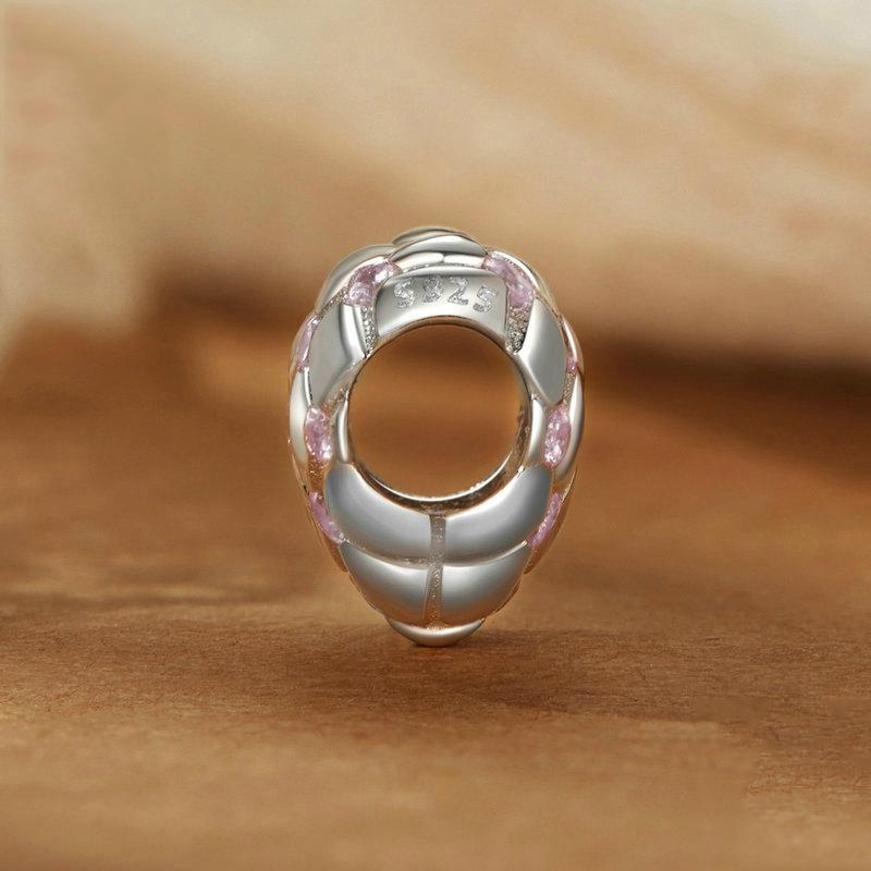 925 Sterling Silver Platinum Diamond Heart Diy Bead