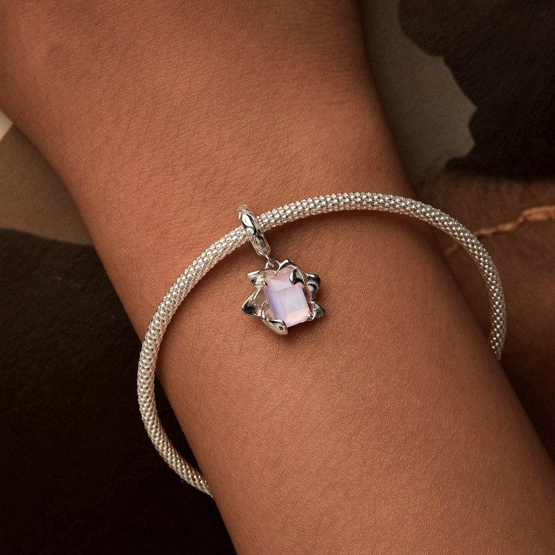 925 Sterling Silver Platinum Plated 3D Lotus Pendant