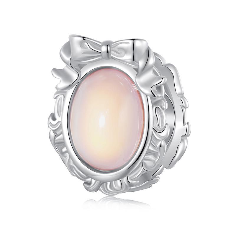 925 Sterling Silver Platinum Plated Starlight Bow Beads